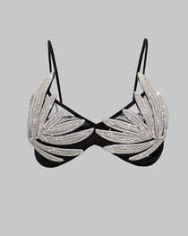Silver Rhinestone Sexy Mesh Backless Camisole Bra