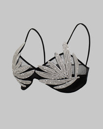 Silver Rhinestone Sexy Mesh Backless Camisole Bra