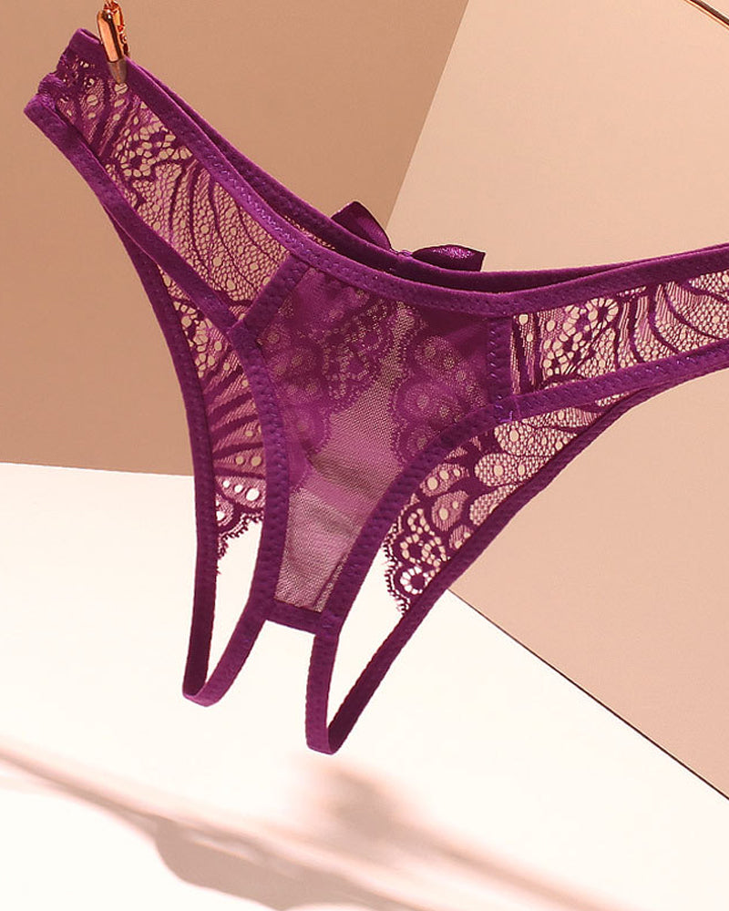 Sexy Lace Crotchless Stretch Thong Secondary image
