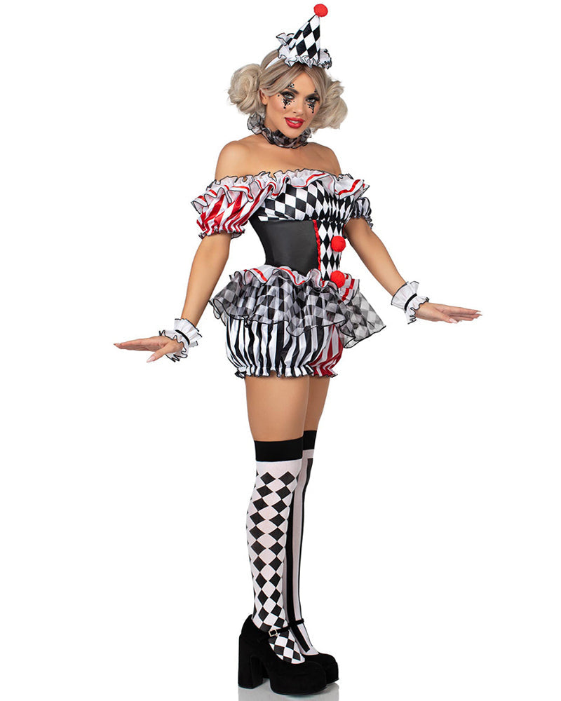 Halloween Female Clown Cosplay Uniform Party with Stockings Set Secondary image