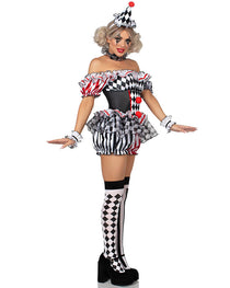 Halloween Female Clown Cosplay Uniform Party with Stockings Set