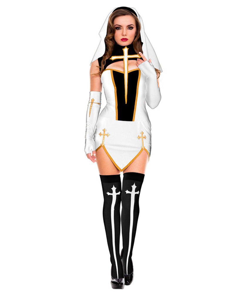 Halloween Black Priest Costume Maria Priest Nun Costume Role Play Costume Suit Secondary image