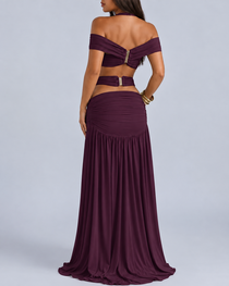 Sexy Halter Crop Top & Bodycon Maxi Skirt Set