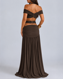 Sexy Halter Crop Top & Bodycon Maxi Skirt Set