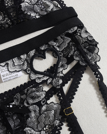 Sexy Embroidered Lace Heart Cut-Out Lingerie Set