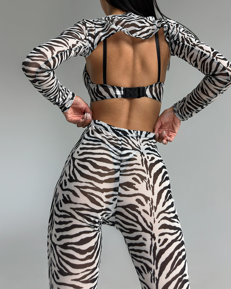 Sexy Zebra Print 4-Piece Lingerie Set