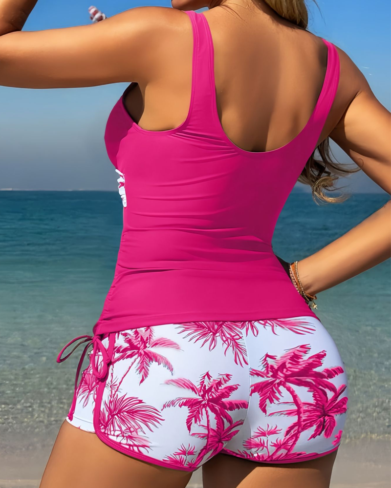 Palm Tree Print Quick-Dry Two-Piece Bikini Swimsuit Secondary image