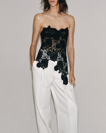 Lace Patchwork Slim Fit Backless Tube Top Camisole Vest