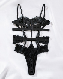 Sexy Lace Embroidered Sheer Cut-Out Teddy Bodysuit
