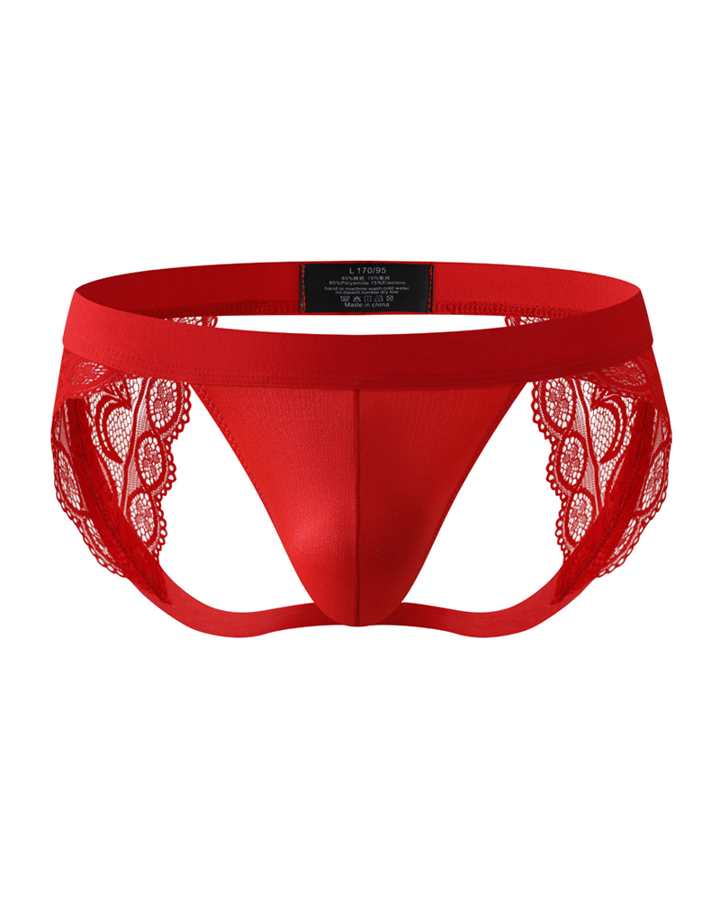 2-Pack Sexy Men's Low-Rise Cutout Lace Thongs
