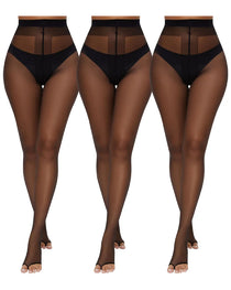 3 Pairs Ultra Thin 10D Control Toeless Pantyhose