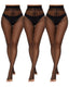 3 Pairs Ultra Thin 10D Control Toeless Pantyhose