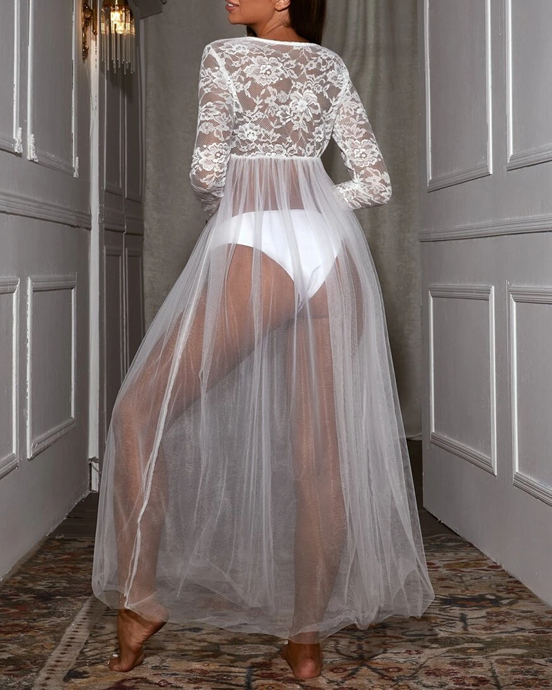 Sexy Sheer Lace Tulle Nightdress