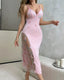 Deep V Sexy Mesh See-through Embroidered Floral Long Slip Dress