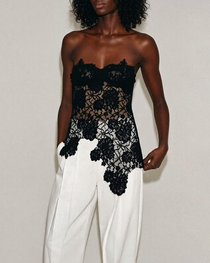 Lace Patchwork Slim Fit Backless Tube Top Camisole Vest