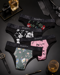 2-Pack Sexy Men's Printed Mesh Low-Rise Thongs