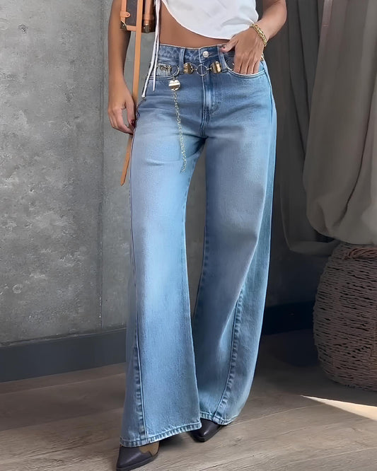 Women's High-waisted Tummy-control Washed Denim Jeans