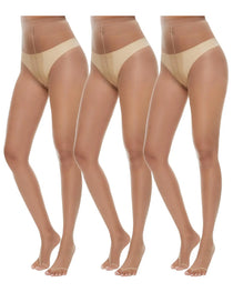 3 Pairs Ultra Thin 10D Control Toeless Pantyhose
