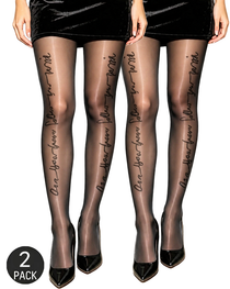 Sexy Reflective Letter Print Glossy Oil-Shine Stockings