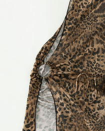 Halter Leopard Mesh Swimsuit
