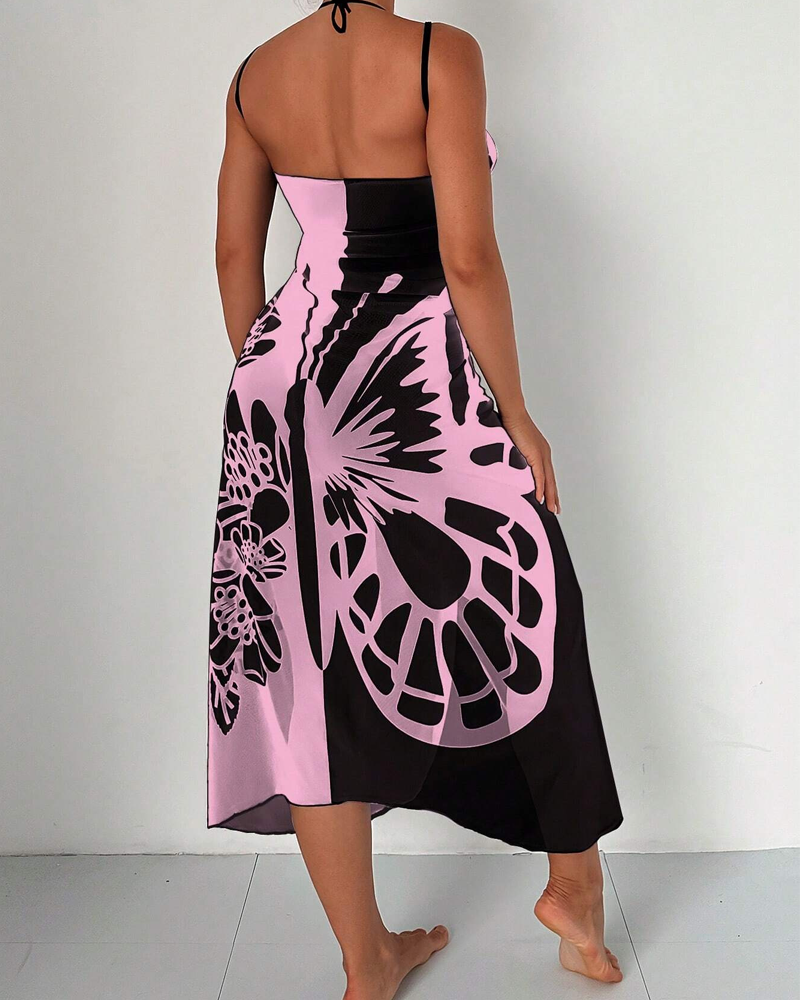 Bohemian Beach Vacation Color-Block Butterfly Beach Dress Secondary image