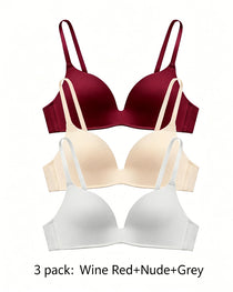 3-Pack Comfortable Wire-Free V-Neck T-Shirt Bra