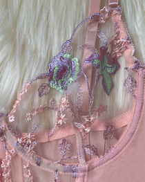 Sexy Sheer Embroidered Mesh Lingerie Set
