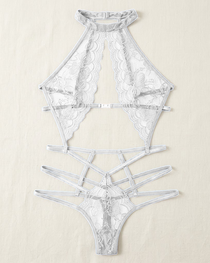 Lace Cut-Out Sheer Slim Fit Lingerie Bodysuit