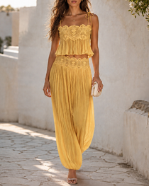 Sexy Elegant Lace & Chiffon Sheer Casual Set
