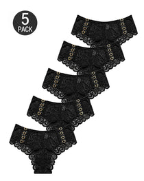 5-Pack Sexy Lace Breathable Heart Cutout Panties