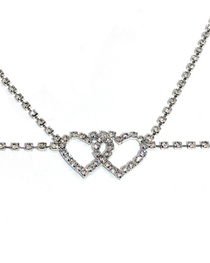 2-Piece Set Sexy Rhinestone Double-Heart Cutout Body Chain