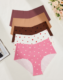 High-Waisted Heart Print Invisible Panties