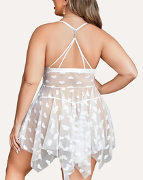Sexy Heart Cutout Lace Front-Closure Nightdress