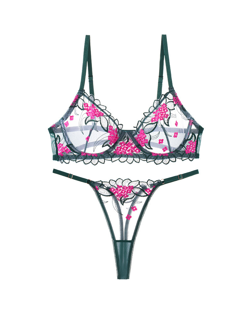 Sexy Embroidered Mesh Lingerie Set