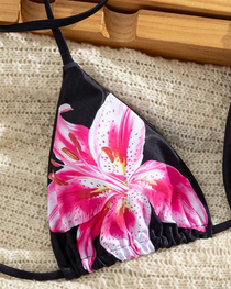 Printed Halter Tie Two-Piece High-Waist Bikini Set