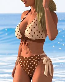Women's Polka Dot Print High-End Stylish Two-Piece Bikini Set