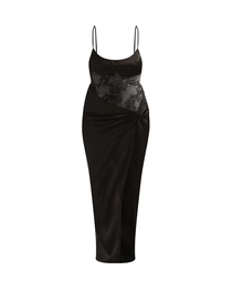 Sexy Spaghetti Strap Lace Satin Slit Evening Dress
