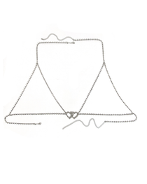 2-Piece Set Sexy Rhinestone Double-Heart Cutout Body Chain