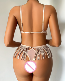 Sexy Sequin Fringe Cut-Out Lingerie Set