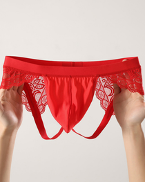 2-Pack Sexy Men's Low-Rise Cutout Lace Thongs