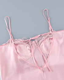 Sexy Satin Lace Trim Slip Nightgowns