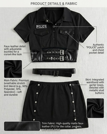 Sexy Police Officer Costume Mini Skirt Lingerie Set
