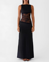 Sexy Figure-hugging Spliced Lace Sleeveless Backless Long Dress