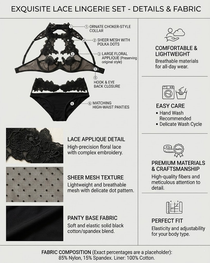 Sexy Black Rose Lace Mesh Cut-Out Halter Lingerie Set