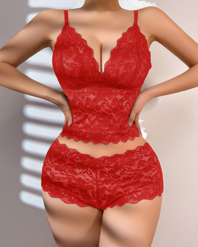 Sexy Floral Lace Push-Up Camisole Lingerie Set Main image