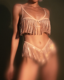 Sexy Sequin Fringe Cut-Out Lingerie Set