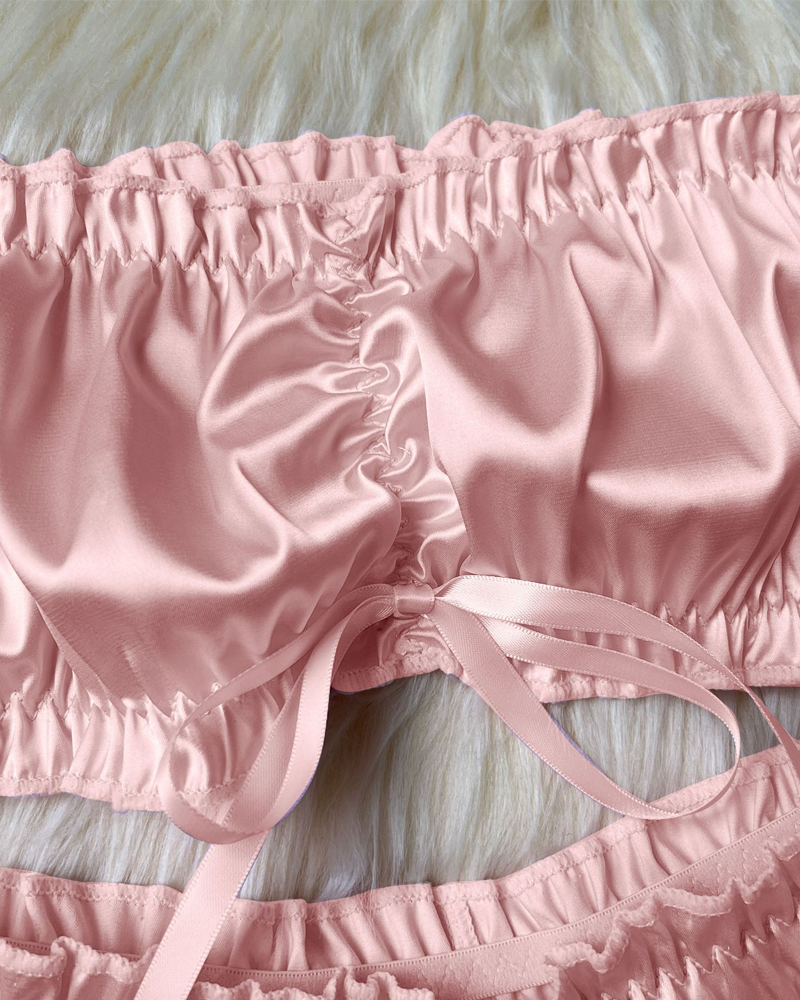 Sexy Satin Off-Shoulder Pajama Set