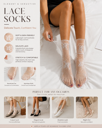 3-Pairs Sexy Elegant Ultra-Sheer Lace Ankle Socks