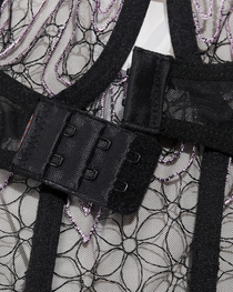Sexy Embroidered Mesh Bustier Lingerie Set
