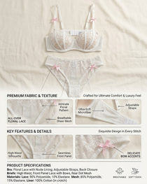 Sexy Ultra-Thin White Lace Bow Lingerie Set